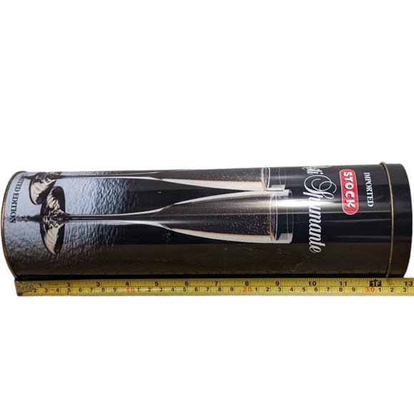 Vintage Black Imported Stock Asti Spumante Collectible Tall Metal Tin Container - Picture 5 of 11